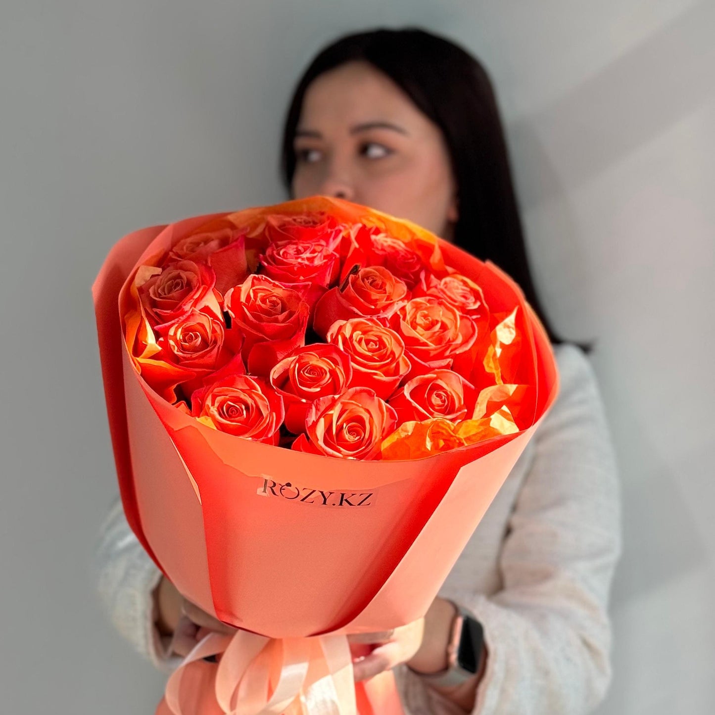 Букет из 15 оранжевых роз Доставка цветов Астана