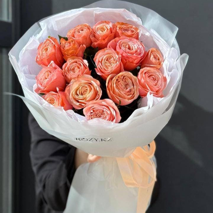 Букет из 15 роз сорта Kahala Доставка цветов Астана