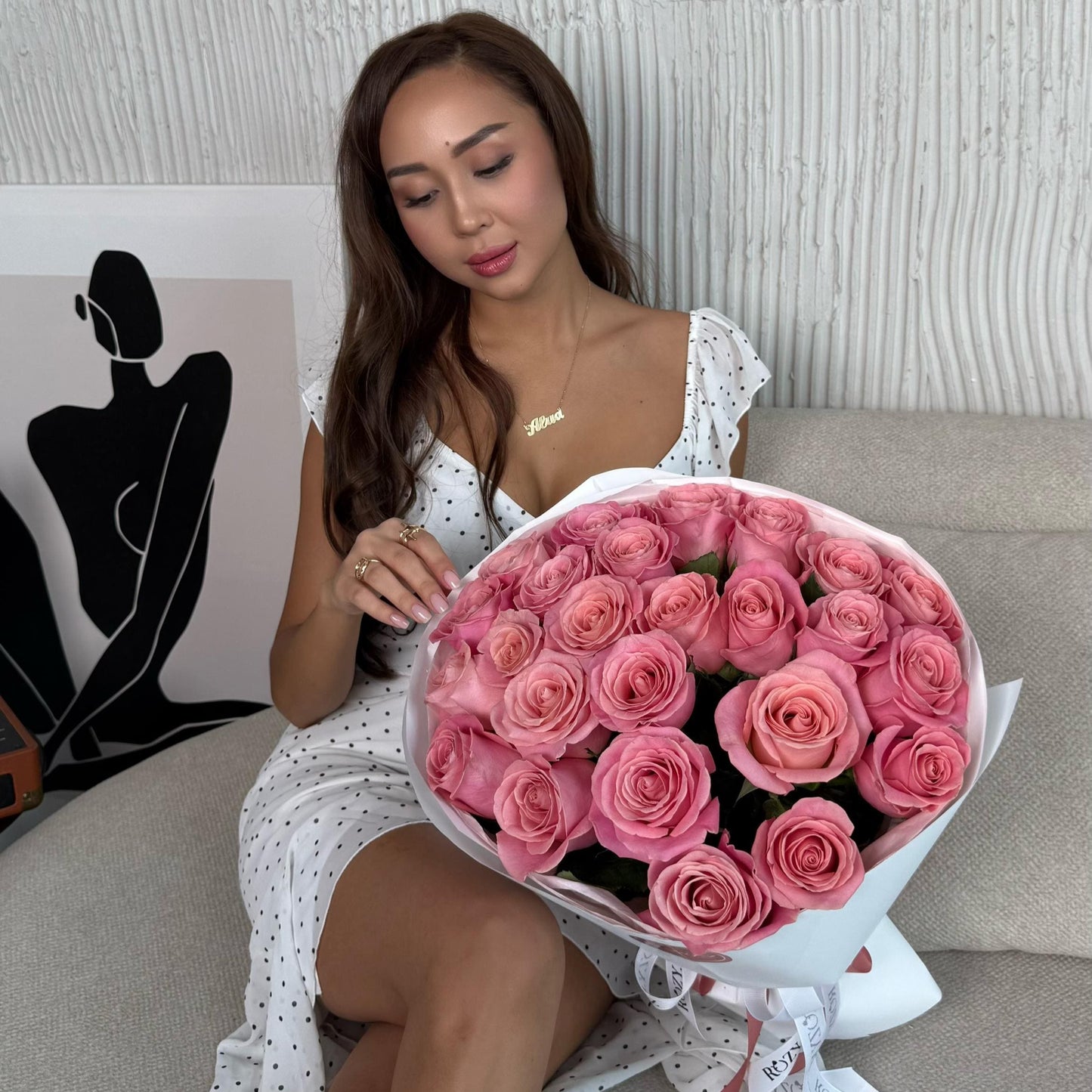 Букет из 25 нежных роз Доставка цветов Астана