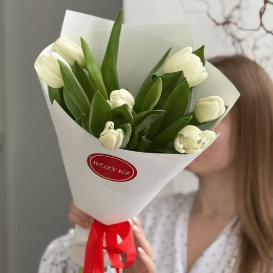 Белый тюльпан 7 шт Доставка цветов Астана