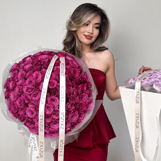 101 фиолетовая роза Доставка цветов Астана