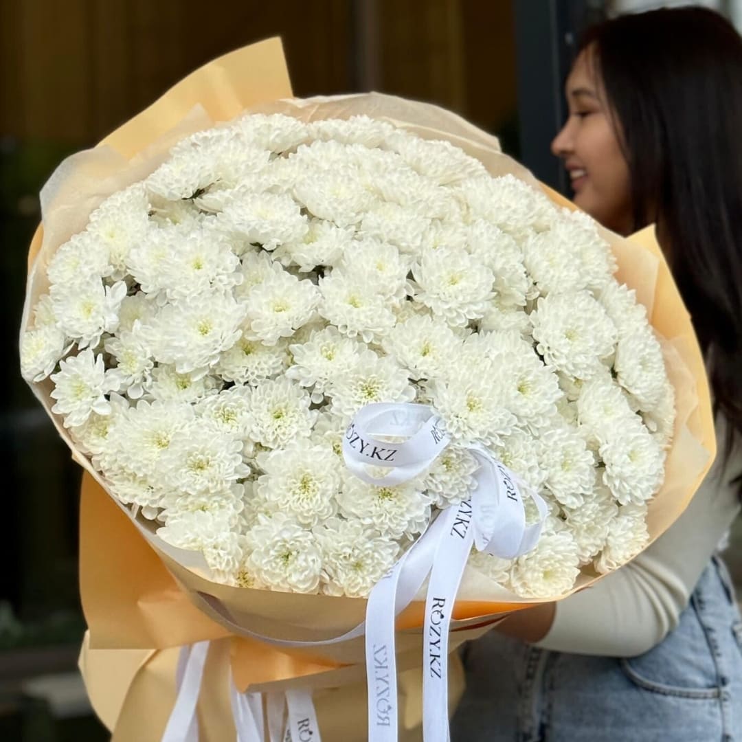 Хризантема белая 25 шт Доставка цветов Астана