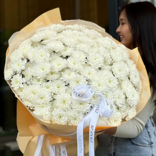 Хризантема белая 25 шт Доставка цветов Астана