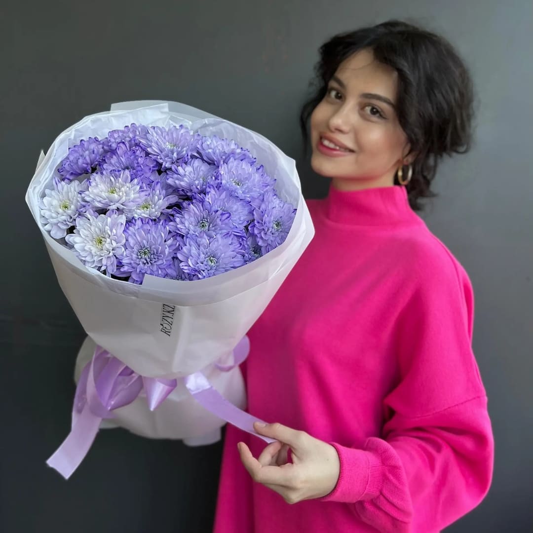 Хризантема сиреневая 5 шт Доставка цветов Астана