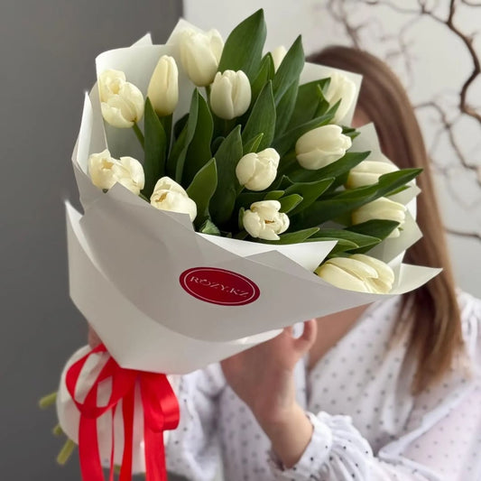 Белый тюльпан 15 шт Доставка цветов Астана