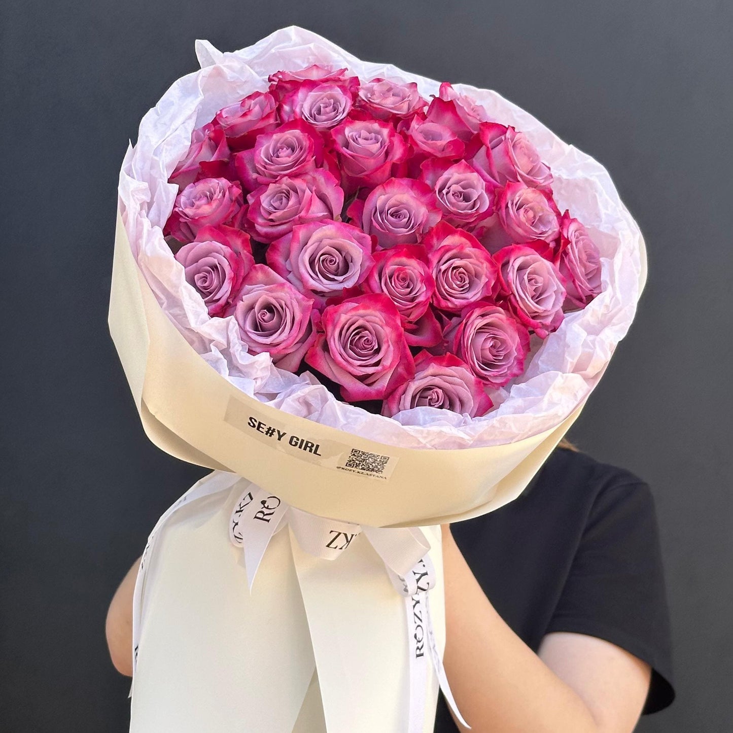 Букет из 25 фиолетовых роз Доставка цветов Астана