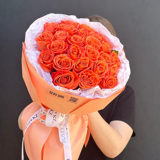 Букет из 25 оранжевых роз Доставка цветов Астана