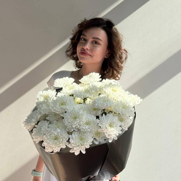 Букет из 5 белых хризантем Доставка цветов Астана