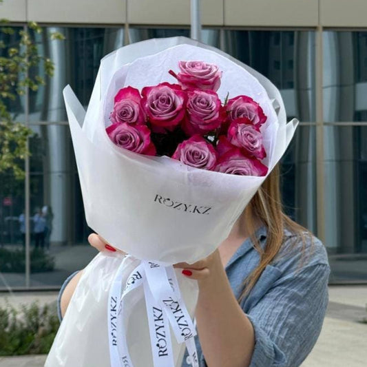 Букет из 9 фиолетовых роз Доставка цветов Астана